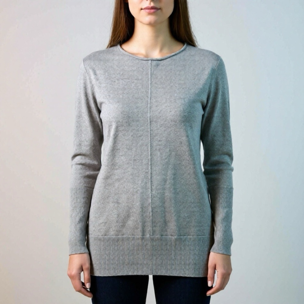 Club Monaco 100% Cashmere Sweater Long Womens Small Crew Neck Pullover Beige